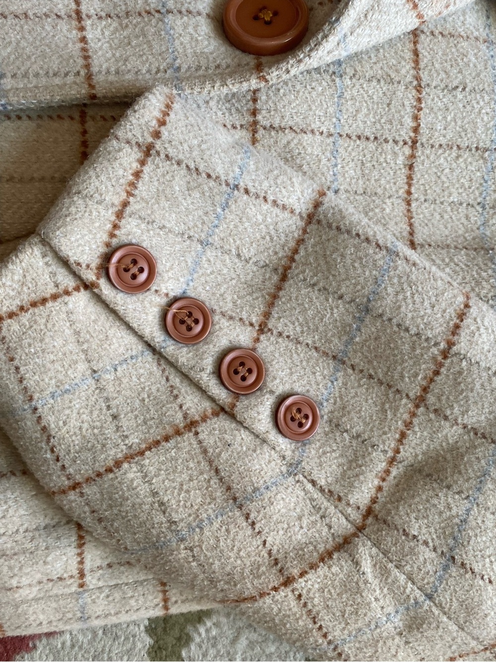 Neutral Plaid Trench Coat - Cream Plaid - Picture 5 of 6